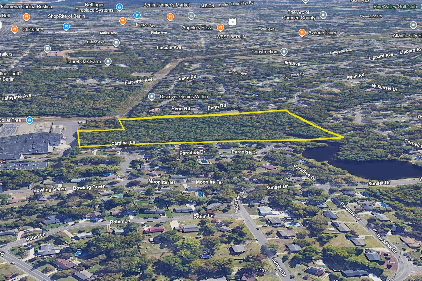 14.94 Acres Voorhees, Camden County, NJ (Power, Water, & Paved Road)
