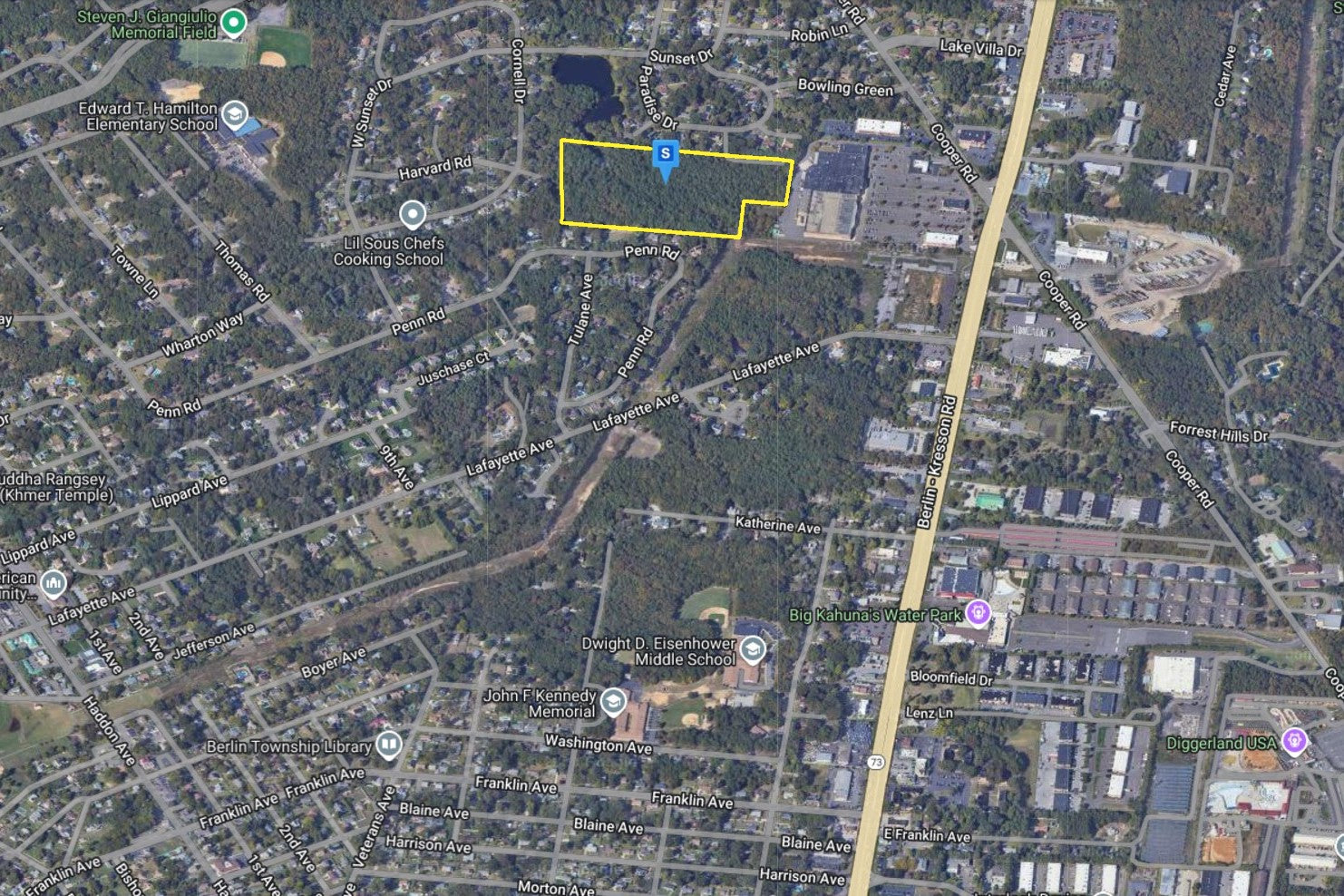 14.94 Acres Voorhees, Camden County, NJ (Power, Water, & Paved Road)