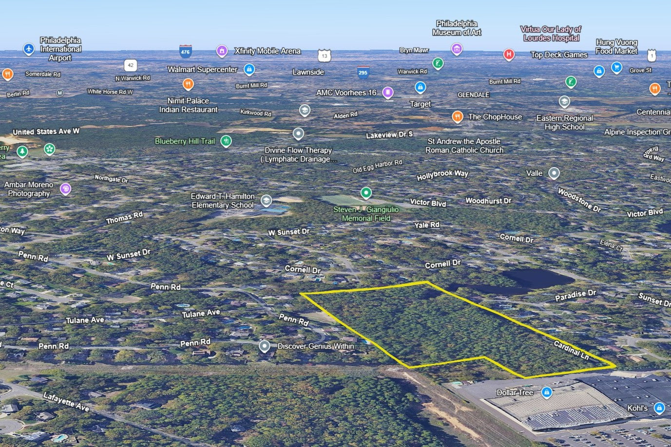 14.94 Acres Voorhees, Camden County, NJ (Power, Water, & Paved Road)