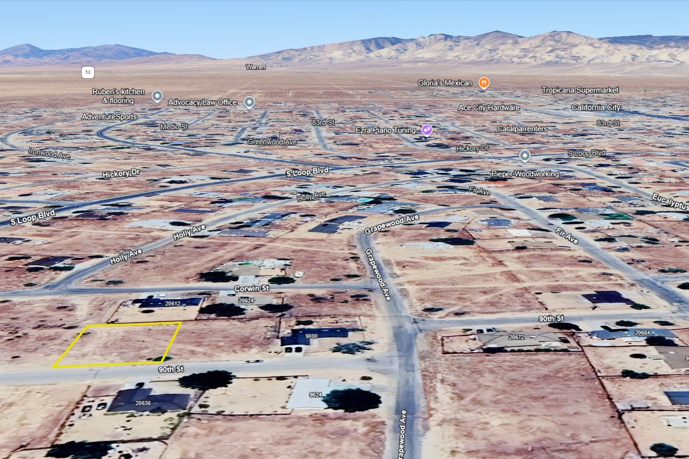 0.25 Acre California City, Kern County, CA (Power, Water, & Paved Road)