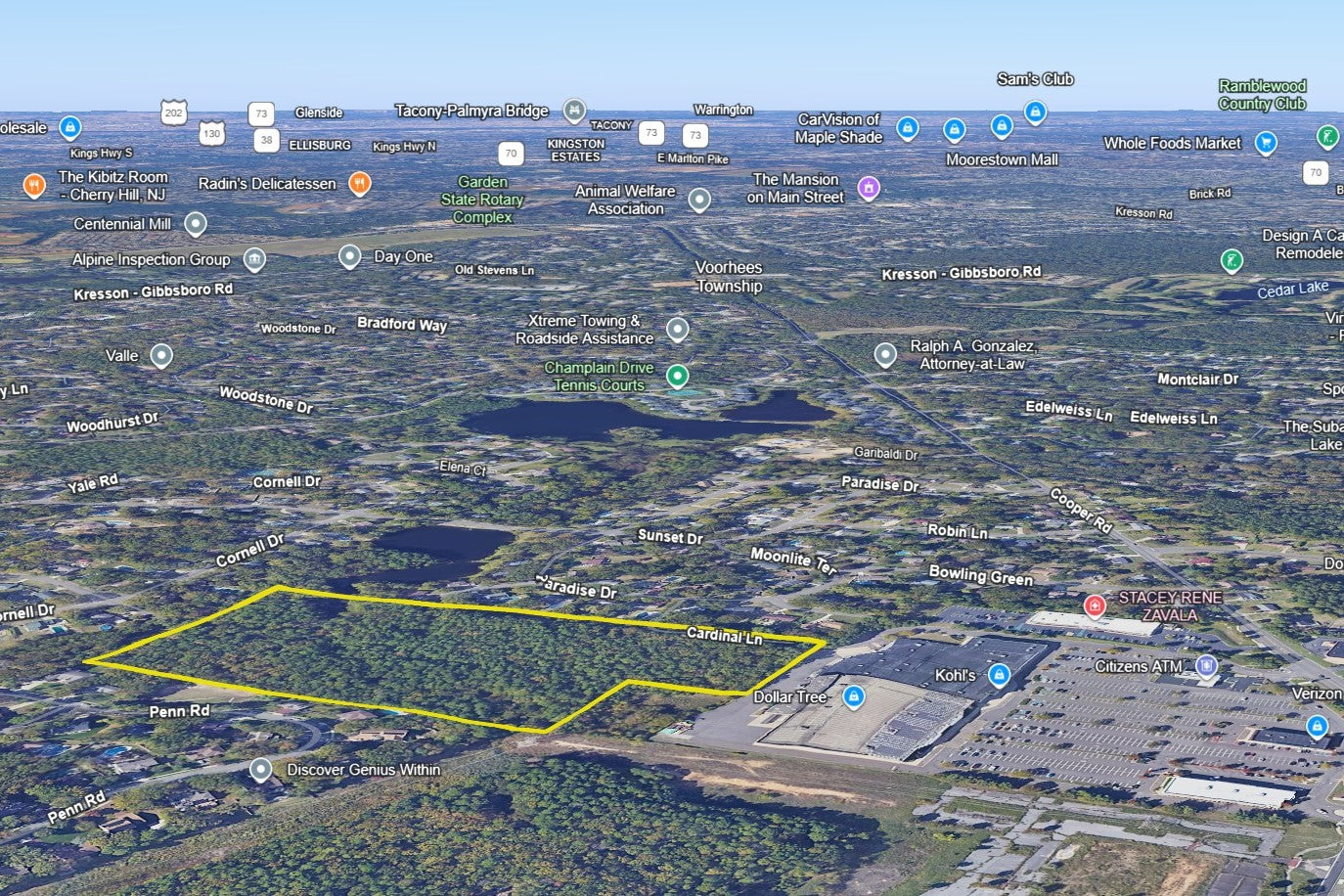 14.94 Acres Voorhees, Camden County, NJ (Power, Water, & Paved Road)