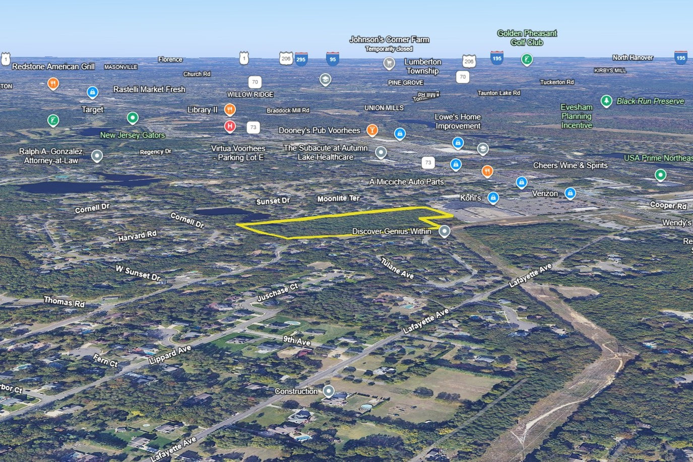 14.94 Acres Voorhees, Camden County, NJ (Power, Water, & Paved Road)